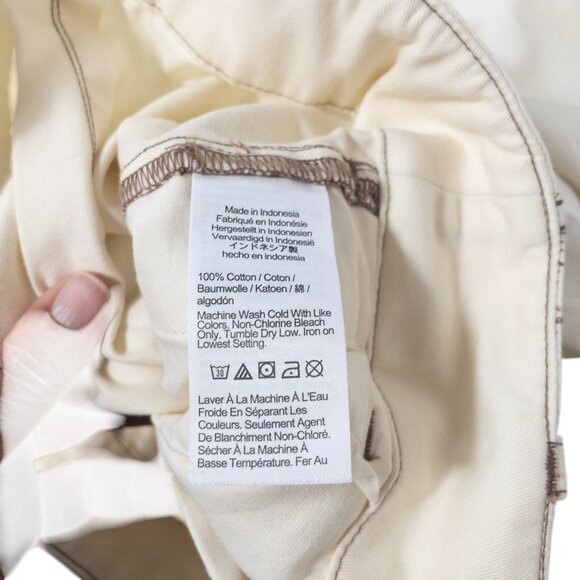 Madewell Button-Tab Wide-Legs Pants Cream SZ 6 100% Cotton Trendy Casual - Picture 5 of 15